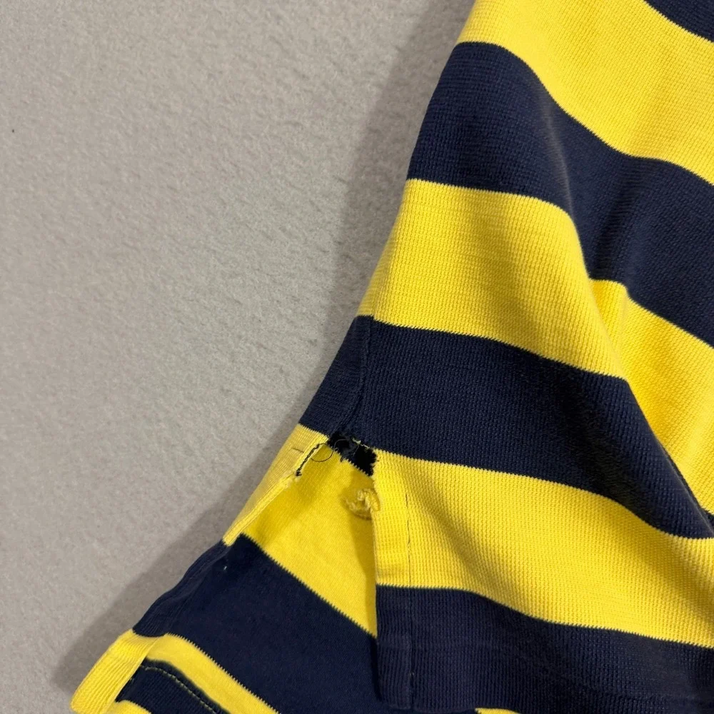 Vintage Polo Ralph Lauren Polo Men's XXL Yellow Blue Striped Short Sleeve Cotton